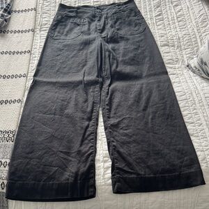 Worn Once! Anthropologie Maeve Black Colette Cropped Linen Trousers, size 27
